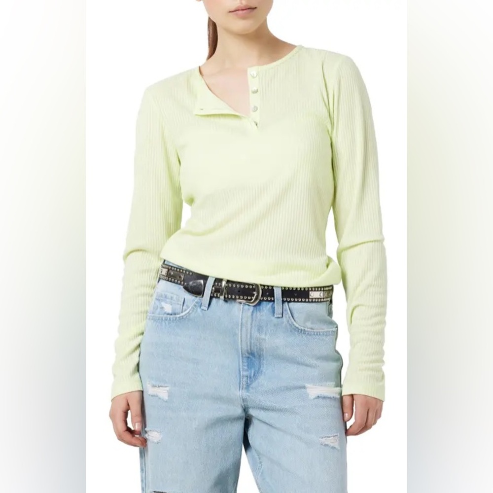 Noisy May Odette Rib Long Sleeve Henley Top